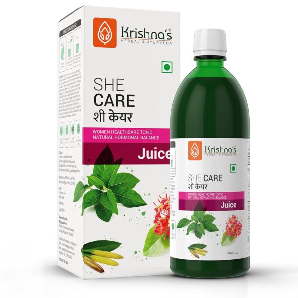 KRISHNA'S HERBAL & AYURVEDA She Care Juice 1000ml, Herbal Supplement for Hormonal Balance, PCOS, PCOD, Period Pain Relief, Hair and Skin Health | Women Wellness Juice