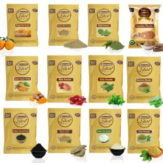 Combo of 12 Skin Care Products ,(Multani Mitti, Neem, Orange Peel, Rose, Chandan, Charcoal, Mitti Stone, Kaolin Clay, Mint, Haldi,Alovera, Tulsi Powders