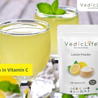 VEDICLIFE Lemon Powder for Food| Juice| Lemonade| Skin,Organically Growing, No Artificial Colour, No preservatives 150gm